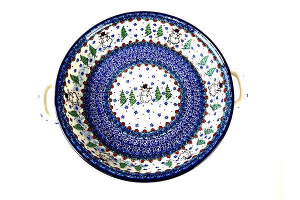 420 Bunzlau Ronde schaal met open handvaten U4661 Unikat Kerst  Bakvormen